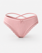5-Pack Comfortable Cotton Cross-Strap Lace Trim Panties