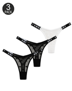 Sexy Heart Lace Thong Panties 3-Pack