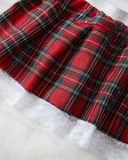 Sexy Sheer Mesh Plaid Schoolgirl Role-Play Lingerie Set
