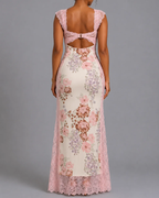 Sexy Floral Lace Cutout Bodycon Dress