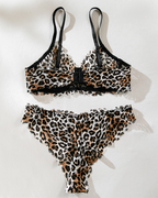 Sexy Leopard Print Cutout Lace Lingerie Set