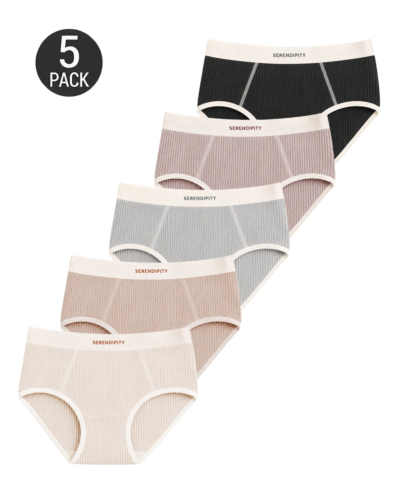5-Pack Colorblock Ribbed Cotton Stretch Breathable Briefs