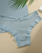 Women's Underwear Threaded Cotton Underwear Cute Bow Low Waist Bikini Lace Panties For Women