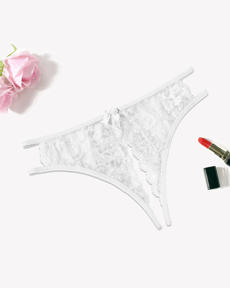 Lace Panties Floral Lace Briefs with Bow