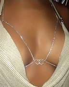 2-Piece Set Sexy Rhinestone Double-Heart Cutout Body Chain