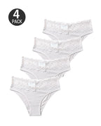 4-Pack Sexy Lace Trim Ribbed Cotton Panties