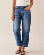 Seaming Detail Mid Waist Straight Leg Crop Jeans