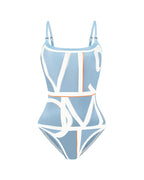 Trendy Letter Print Reversible One-Piece Swimsuit