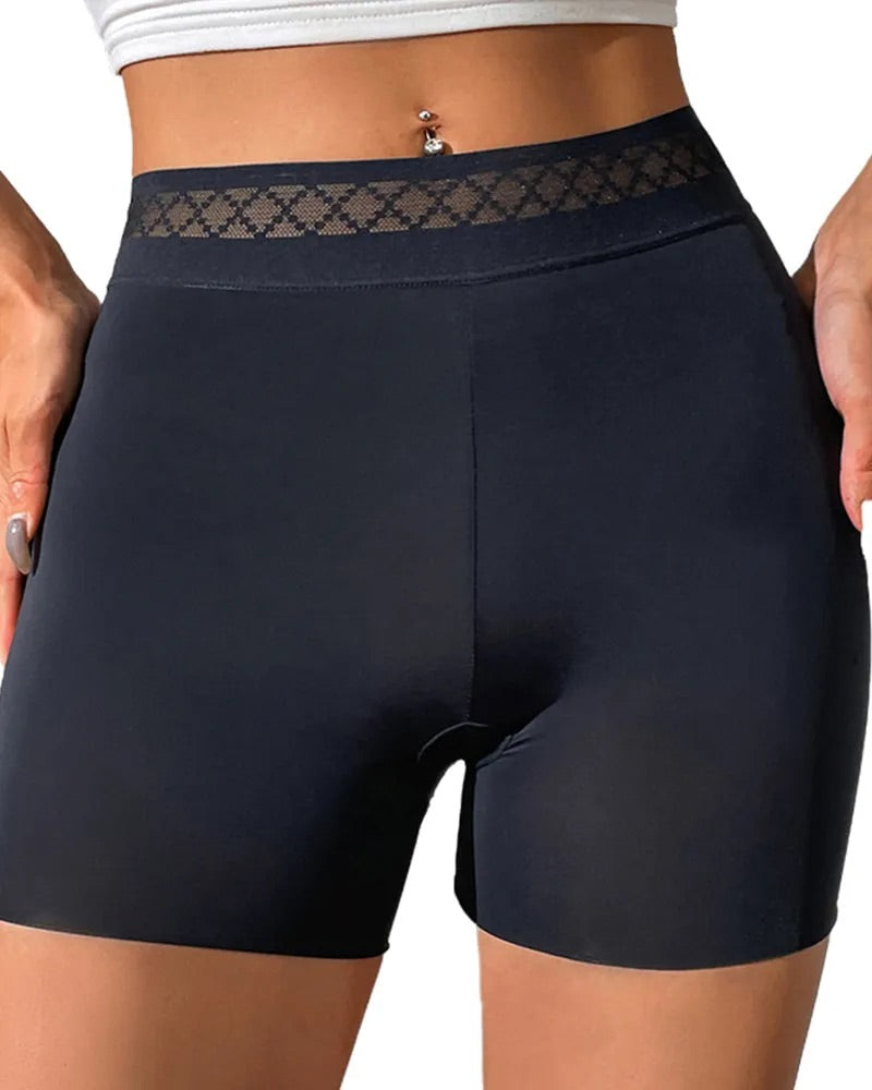 Solid Color Hip-Lifting and Tummy-Controlling Mid-Rise Body-Shaping Shorts