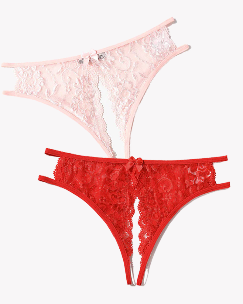 Lace Panties Floral Lace Briefs with Bow