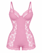 Floral Sheer Lace Romper Lingerie with Structured Cups