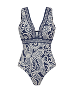 Sexy Blue Paisley Print Swimsuit Set