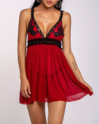 Sexy Lace & Chiffon Spaghetti Strap Babydoll Chemise