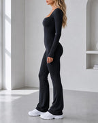 Seamless Stretch Long Sleeve Fitness Yoga One Piece Jumpsuit