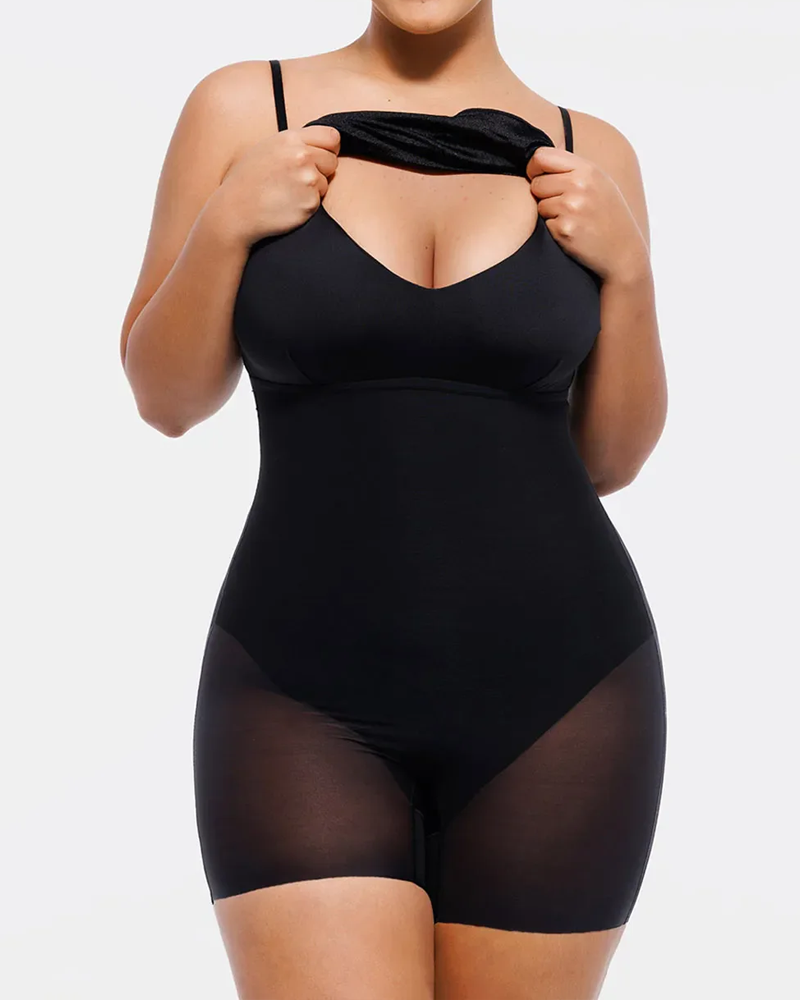 Women's Solid Color Shapewear Strappy Cowl Neck Tummy Control Flare Dress