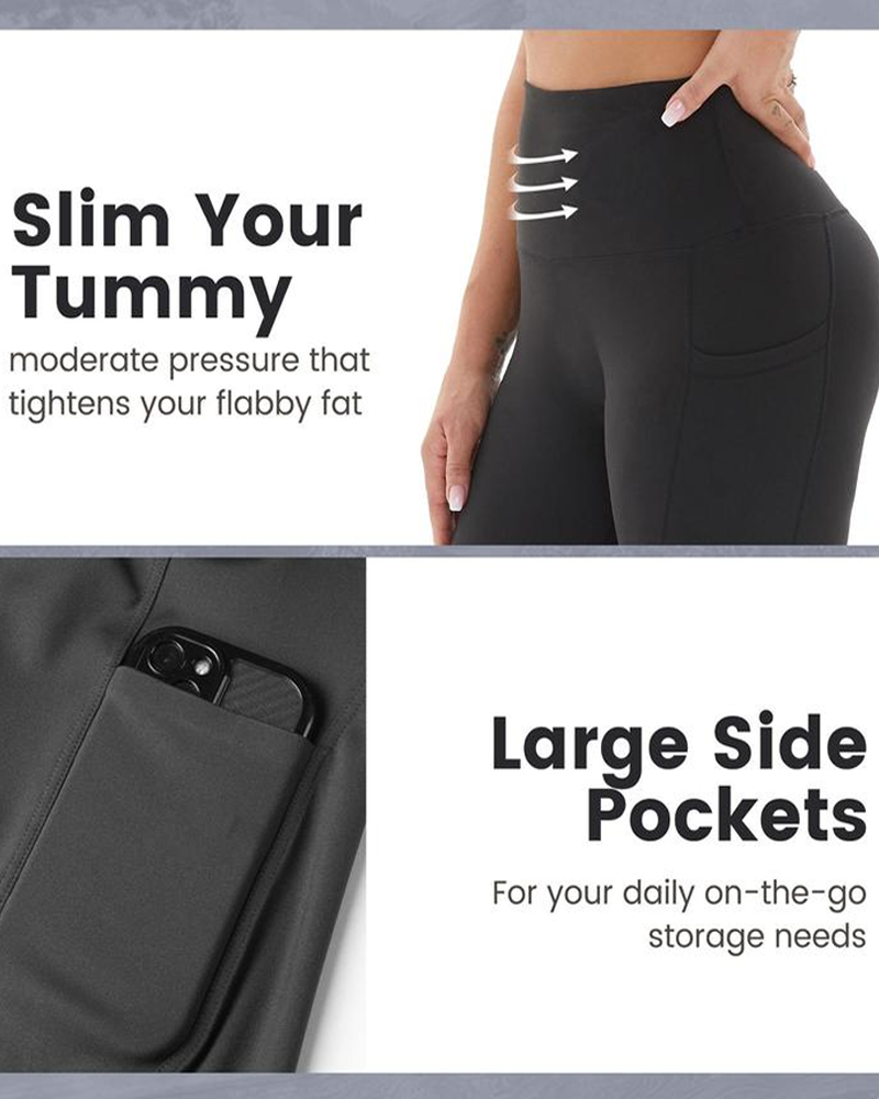 Women's Tummy Control High Waist Casual Elastic Band Pocket Yoga Sports Plus Size Shorts