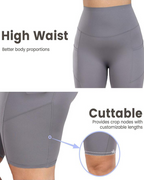 Women's Tummy Control High Waist Casual Elastic Band Pocket Yoga Sports Plus Size Shorts