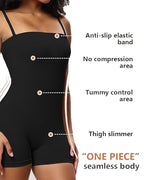 Women's Tummy Control Removable Spaghetti Straps Seamless Bandeau Bodycon Shorts Body Shaper
