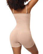 Women's Tummy Control Removable Spaghetti Straps Seamless Bandeau Bodycon Shorts Body Shaper