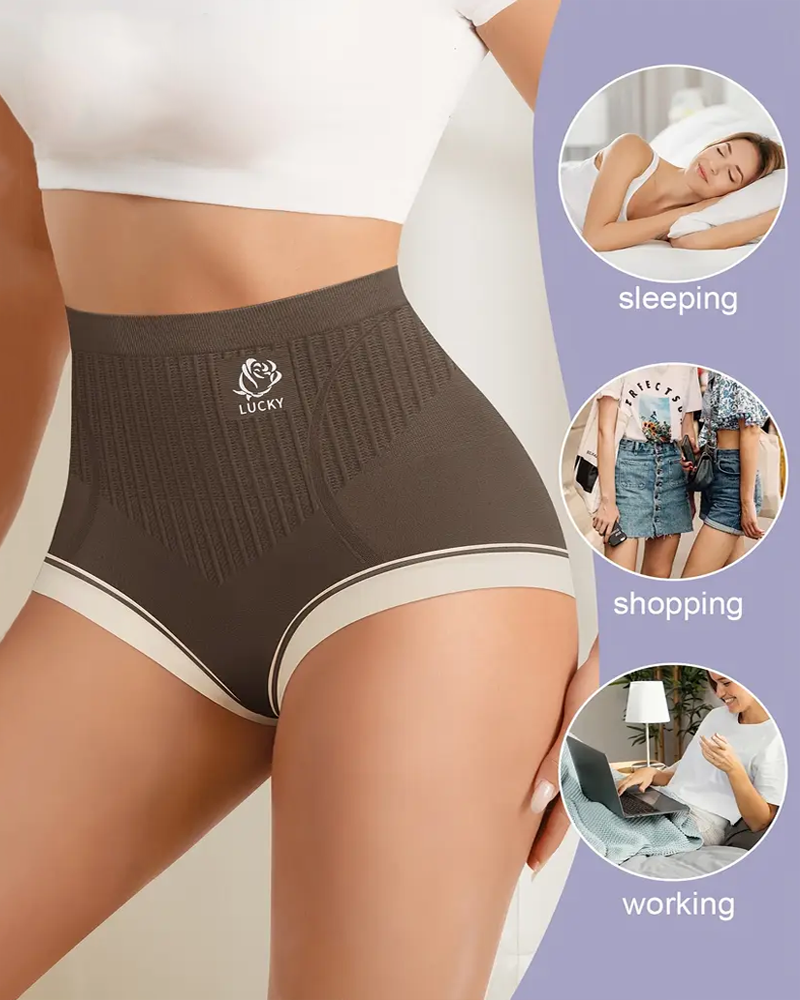 Women's High Waist Seamless Colorblock Full Coverage Casual Comfort Breathable Briefs