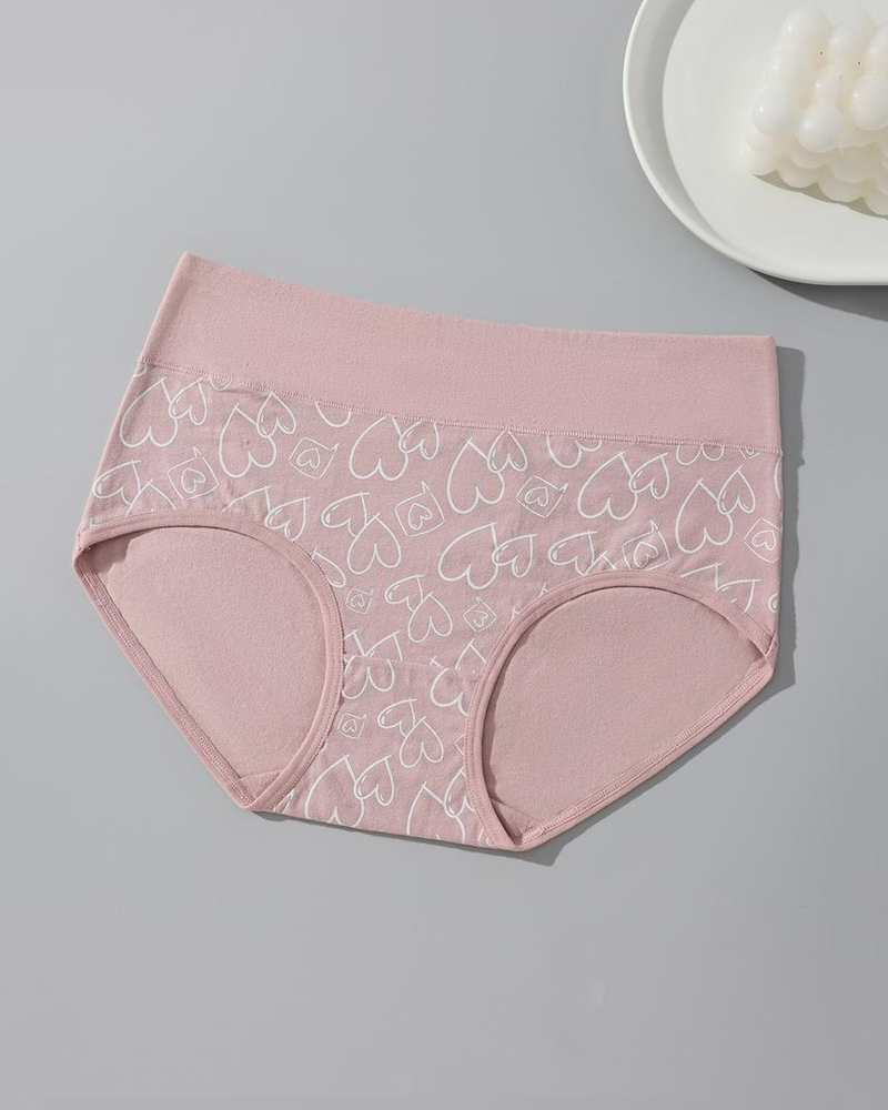 Women's Breathable Soft Love Heart Cotton Printed Panties