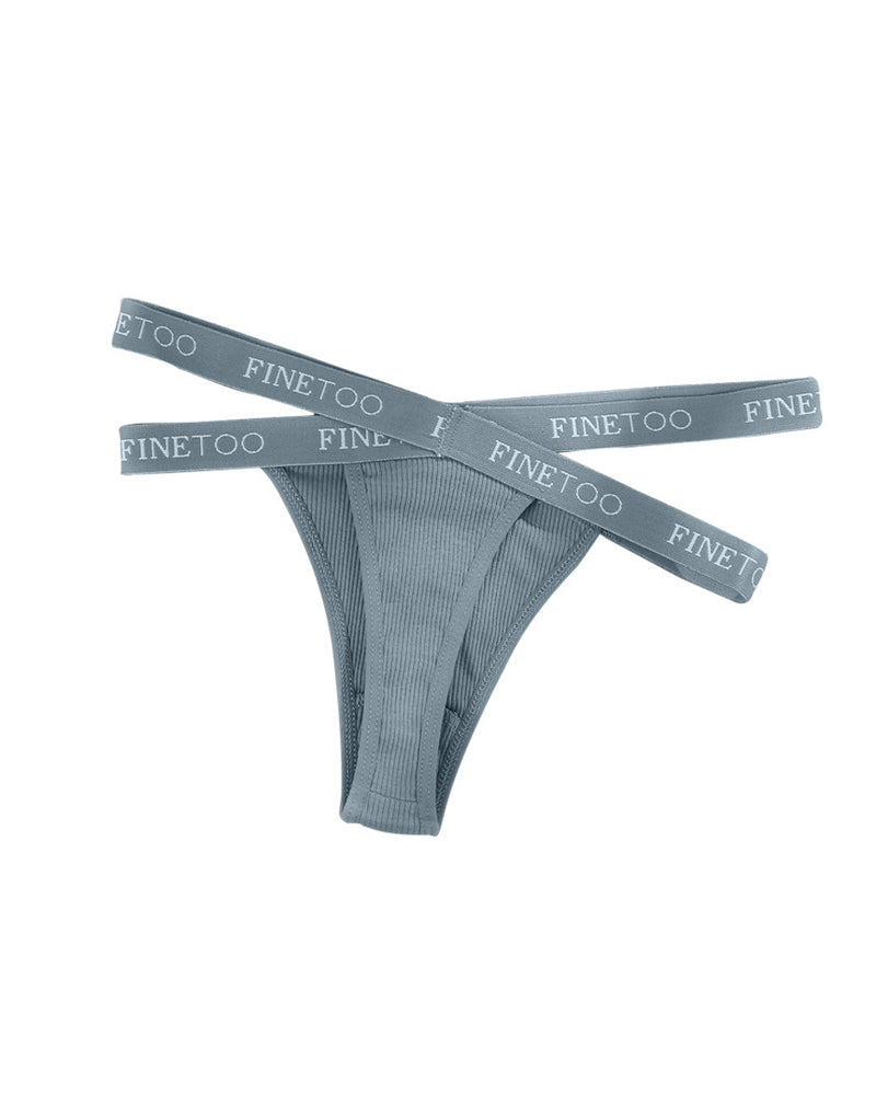 Women's Cotton High Waist Sexy Letter Printed Cross Sports Belt Thong