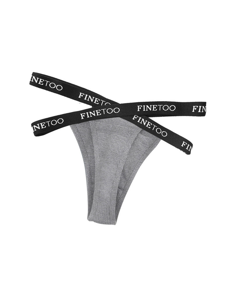 Women's Cotton High Waist Sexy Letter Printed Cross Sports Belt Thong