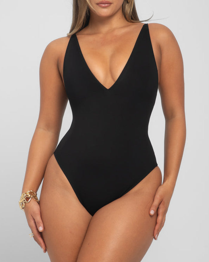 Women's Deep V Sexy Leopard Print Back Drawstring Waist Shaping One-Piece Swimsuit