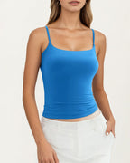 Women's Square Neck Adjustable Spaghetti Strap Sleeveless Tank Top