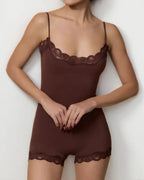 Women's Spaghetti Strap Lace Seamless Sexy Bodysuit and Jumpsuit