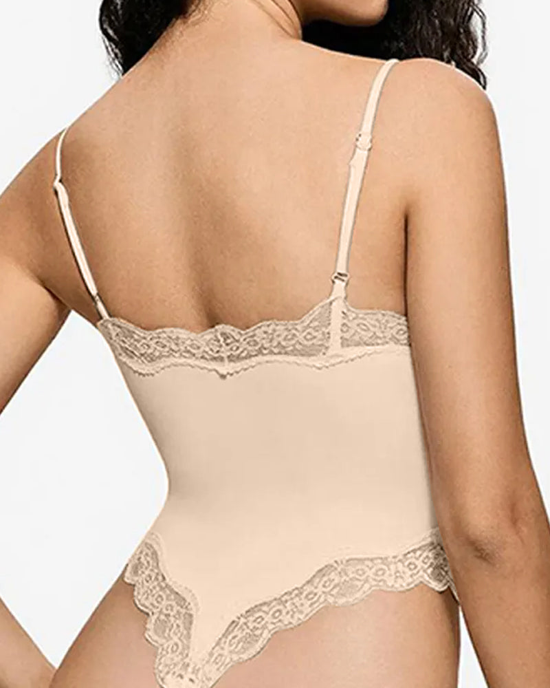 Women's Spaghetti Strap Lace Seamless Sexy Bodysuit and Jumpsuit