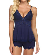 Women's Modal Lace Trim V-Neck Camisole and Shorts Pajama Set
