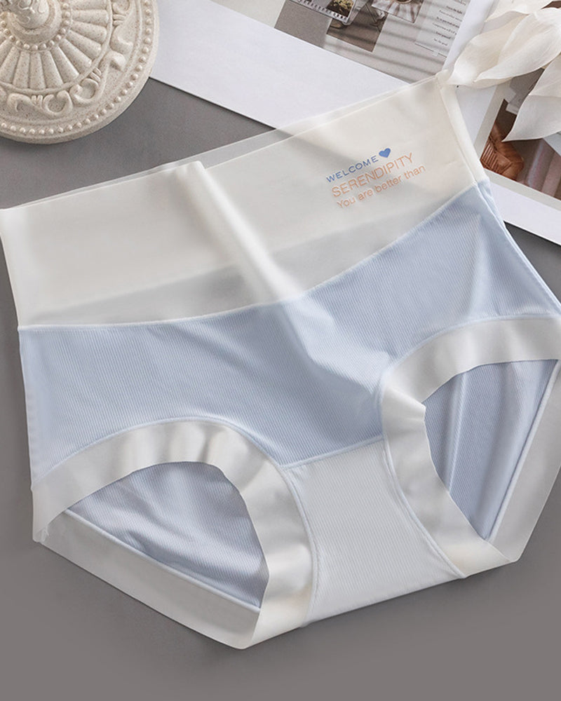 Women's High Waist Ice Silk Pure Cotton Antibacterial Crotch Seamless Underwear