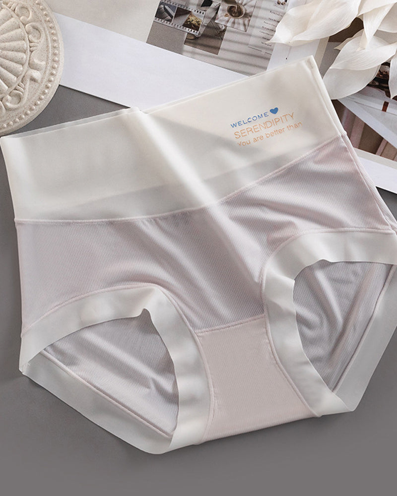Women's High Waist Ice Silk Pure Cotton Antibacterial Crotch Seamless Underwear
