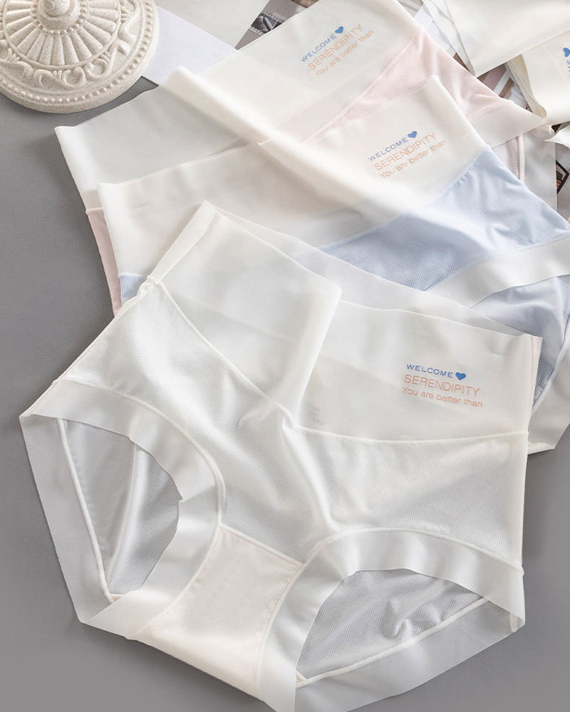 Women's High Waist Ice Silk Pure Cotton Antibacterial Crotch Seamless Underwear