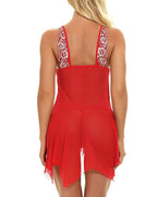 Sexy Deep V Lace Translucent Mesh Front Button Suspender Nightdress and Thong Set