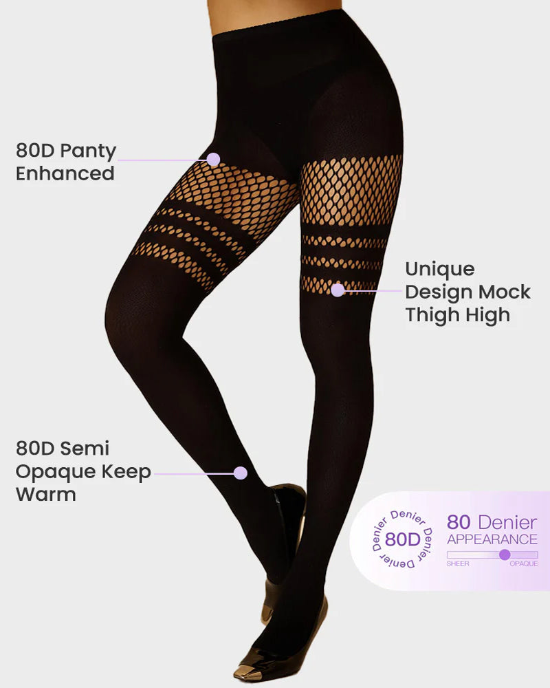 Mock Thigh High Stockings For Women Sexy Fishnet Tights Suspender Pantyhose