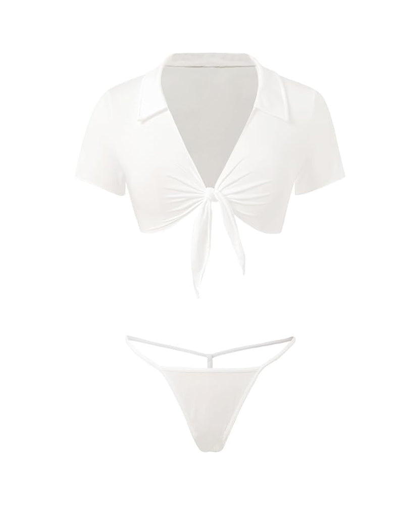 Sexy Fun Schoolgirl Role Play 4 Piece Lingerie Set
