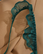 Women's Lace Sexy Underwire Spaghetti Straps Adjustable Bra and Open Crotch Design Thong Set