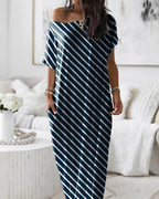 Women's Solid Color Bat Sleeve Casual Comfortable Short Sleeve Dress