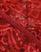 Deep V Sexy Translucent Floral Lace Cross-Back Open Crotch Design One-Piece Pajamas