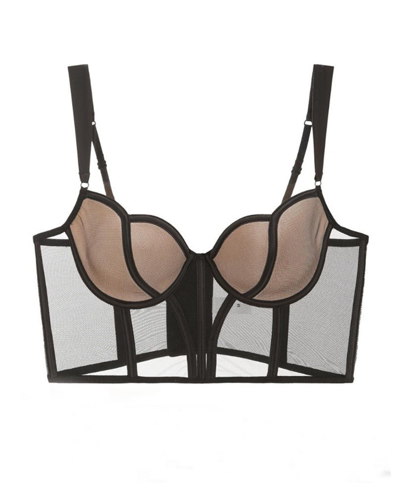 Sexy Sheer Mesh Push-Up Corset Top