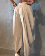 Casual High Waist Loose Ruched Irregular Pants