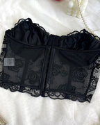 Sexy Flower Lace Mesh Herringbone Tube Top