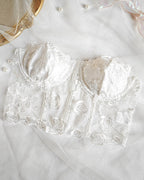Sexy Flower Lace Mesh Herringbone Tube Top