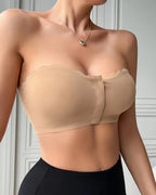 Women's Seamless Strapless Front Buckle Comfort Push Up Bra