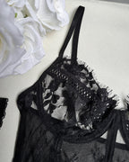 Sexy Lace Stitching Suspender Pajamas Set