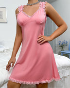 Sexy V-Back Butterfly Design High-Slit Lace Nightdress