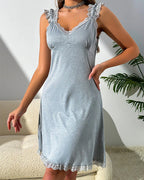 Sexy V-Back Butterfly Design High-Slit Lace Nightdress