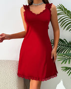 Sexy V-Back Butterfly Design High-Slit Lace Nightdress